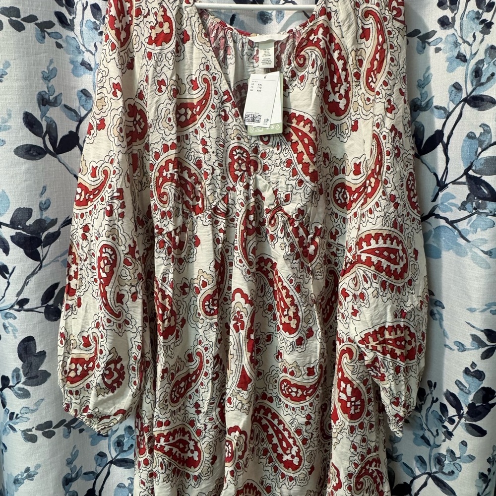 H&M Paisley Print Women's Top - Red and Cream